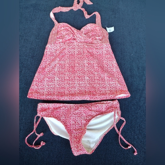Ann Taylor Loft Beach Side Tie Halter 2PC Tankini Set Swimsuit Top M Bottom S - Picture 1 of 10